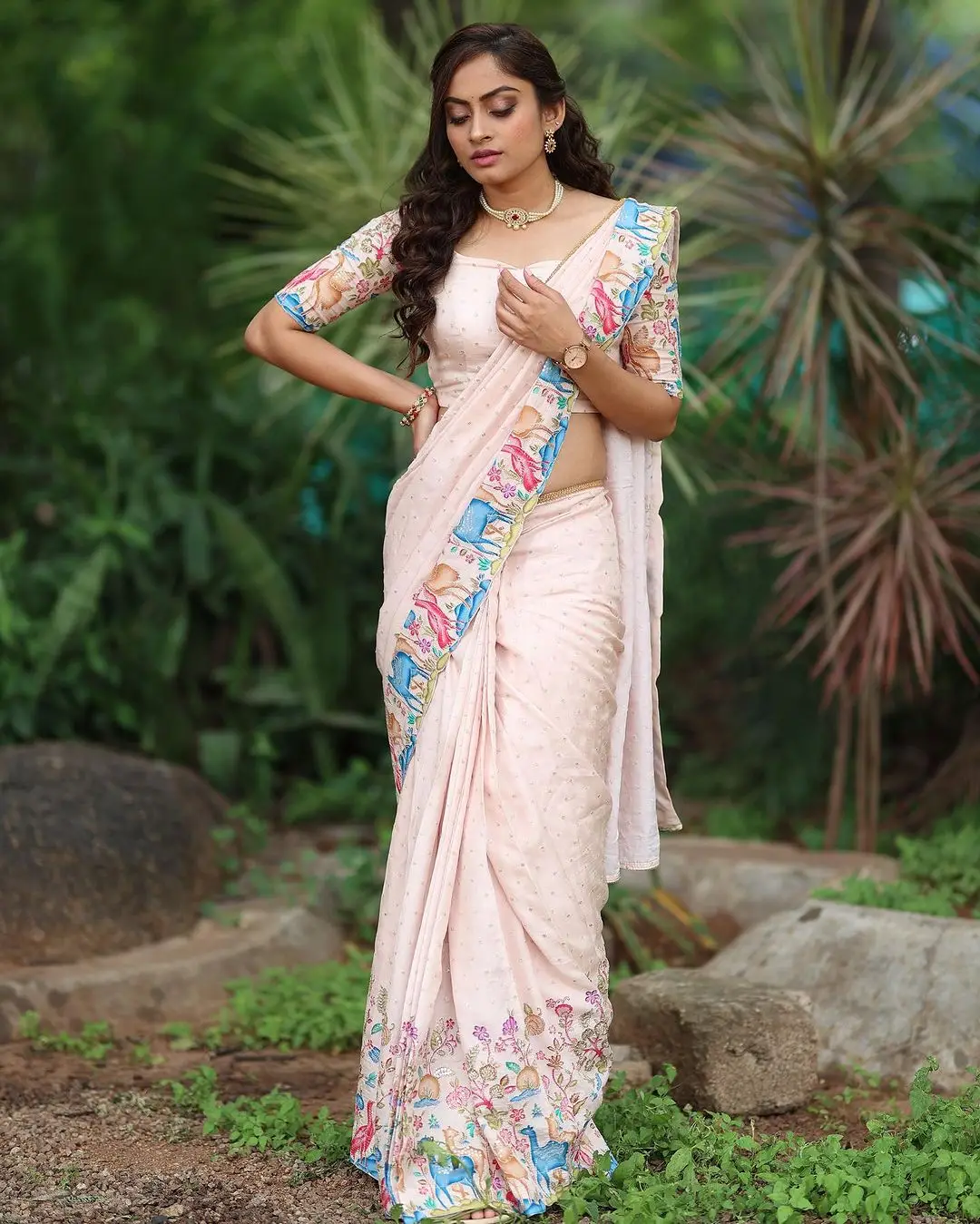 INDIAN GIRL PRIYA REDDY IN TRADITIONAL PINK SAREE BLOUSE 9